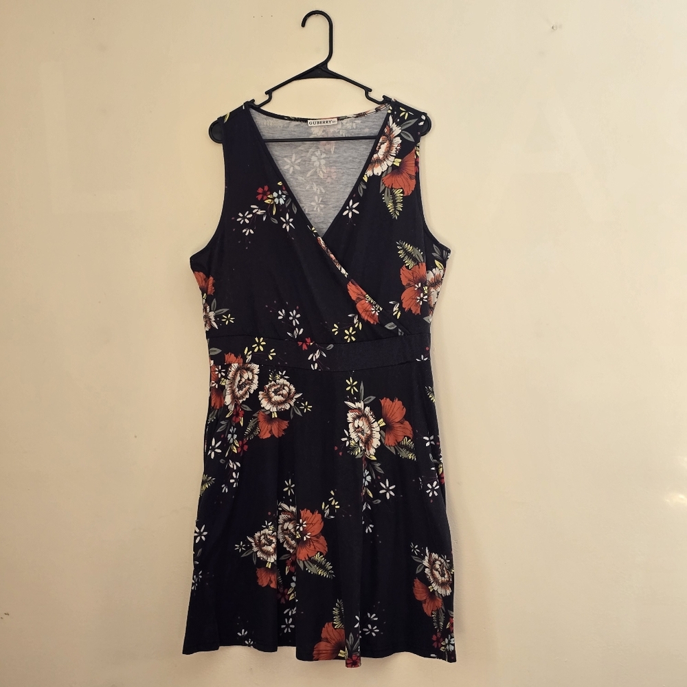 Guberry Women's XXL Black Floral Sleeveless Dress